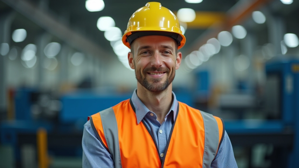 Arbeiter in moderner Fabrik mit automatisierten Produktionssystemen und Qualitätskontrolle